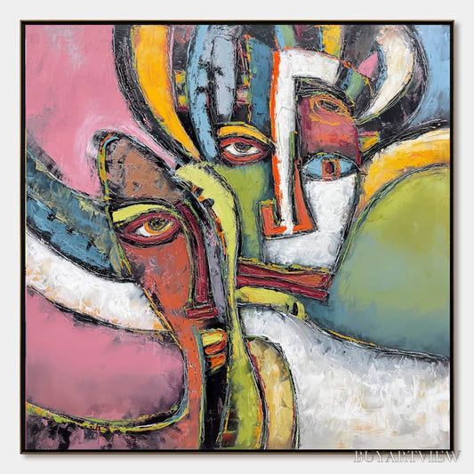 BUYARTVIEW Kindred Spirits – Colorful Abstract Impasto Portrait Oil Painting - image 1