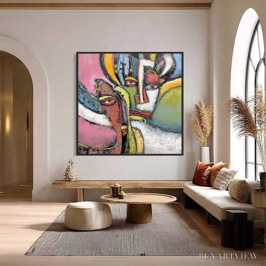 BUYARTVIEW Kindred Spirits – Colorful Abstract Impasto Portrait Oil Painting - image 2
