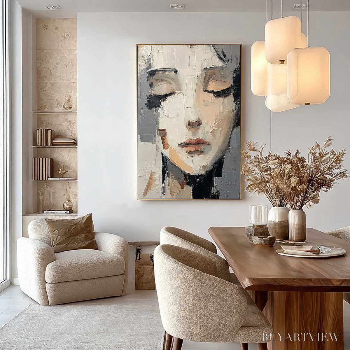 BUYARTVIEW Echoes of Silence – Textured Abstract Portrait Oil Painting on Canvas - image 4