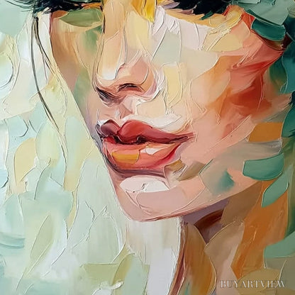 BUYARTVIEW Verdant Reverie – Textured Palette Knife Portrait Oil Painting - image 5