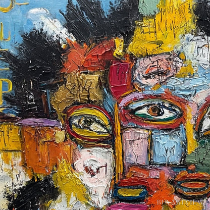 BUYARTVIEW Static Mind – Large Colorful Abstract Portrait Oil Painting - image 3