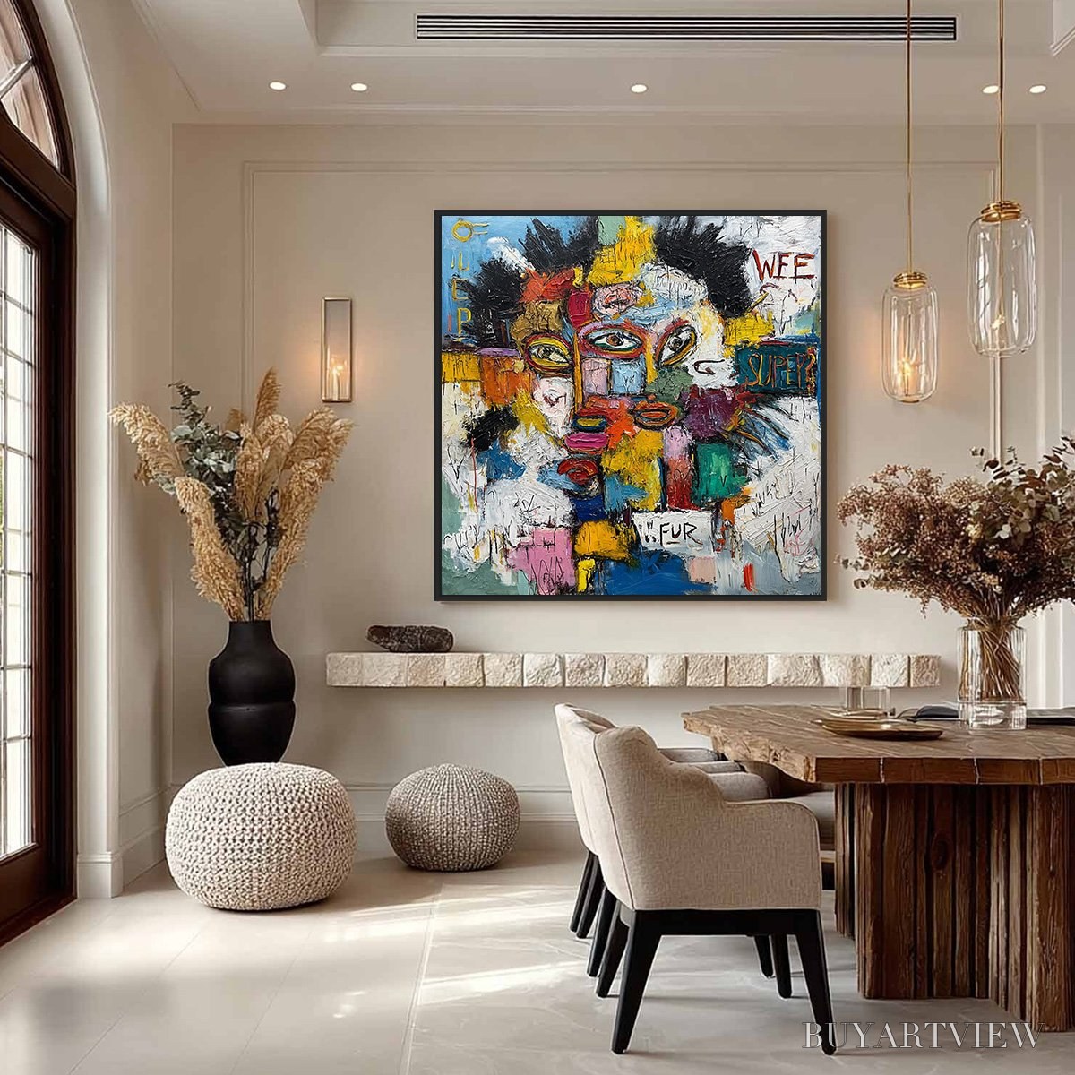BUYARTVIEW Static Mind – Large Colorful Abstract Portrait Oil Painting - image 4