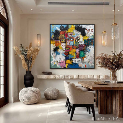 BUYARTVIEW Static Mind – Large Colorful Abstract Portrait Oil Painting - image 4