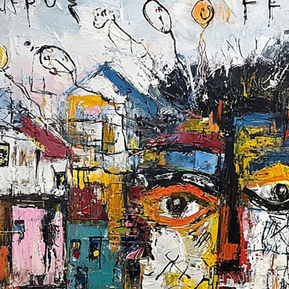 BUYARTVIEW Urban Mindscape – Expressive Abstract Portrait Painting with Heavy Texture - image 3