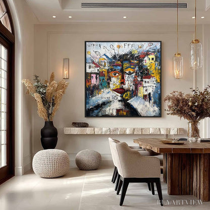 BUYARTVIEW Urban Mindscape – Expressive Abstract Portrait Painting with Heavy Texture - image 6