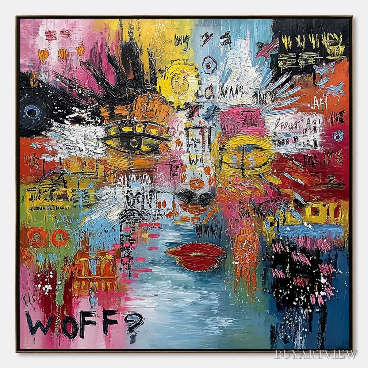 BUYARTVIEW Static Mind – Colorful Abstract Impasto Portrait - image 1