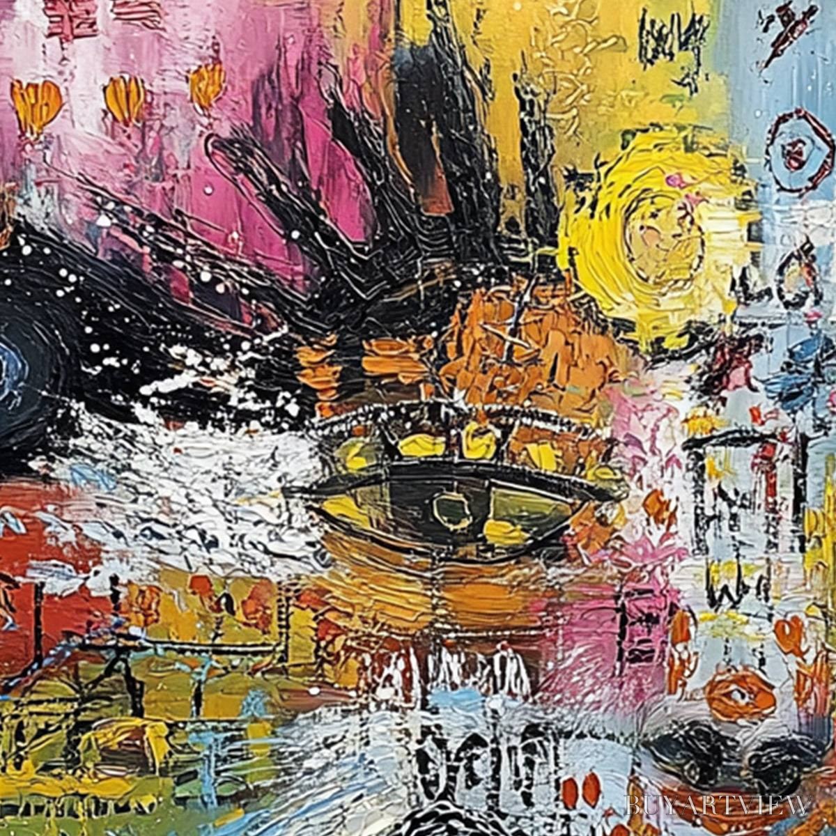 BUYARTVIEW Static Mind – Colorful Abstract Impasto Portrait - image 3
