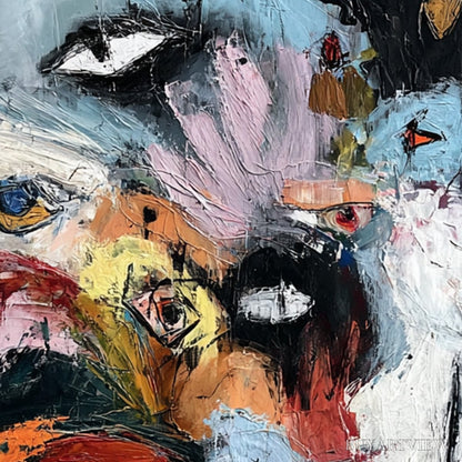 BUYARTVIEW Voices in the Room – Bold Square Abstract Impasto Portrait Painting - image 5