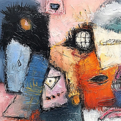 BUYARTVIEW the Gathering – Large Colorful Square Abstract Impasto - image 5