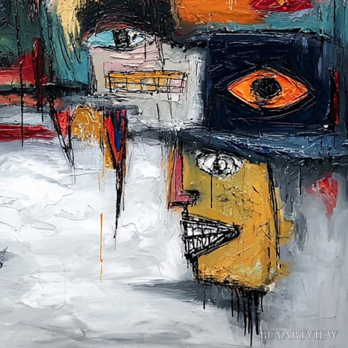 BUYARTVIEW Concrete Carnival – Large Colorful Abstract Impasto Cityscape Painting - image 3
