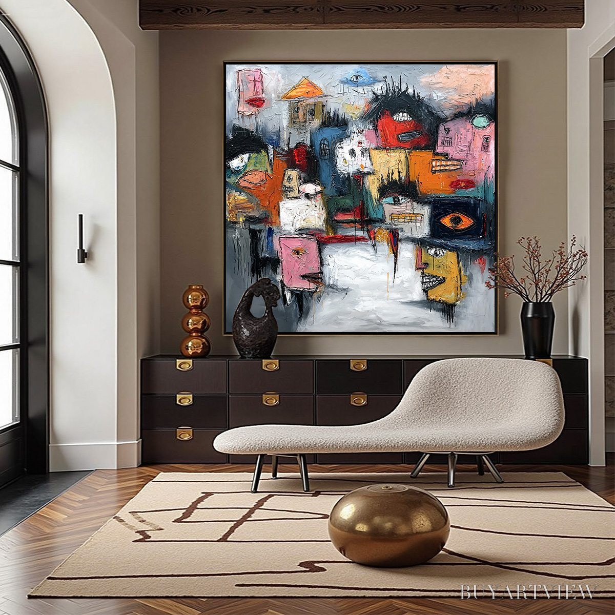 BUYARTVIEW Concrete Carnival – Large Colorful Abstract Impasto Cityscape Painting - image 4