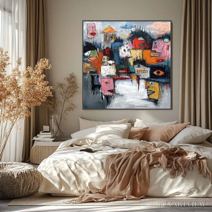 BUYARTVIEW Concrete Carnival – Large Colorful Abstract Impasto Cityscape Painting - image 6
