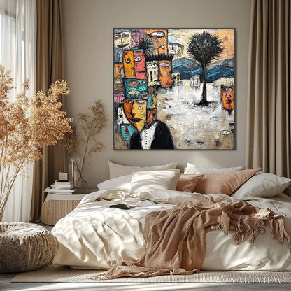 BUYARTVIEW the Crowd Within – Colorful Abstract Figurative Impasto Painting - image 2