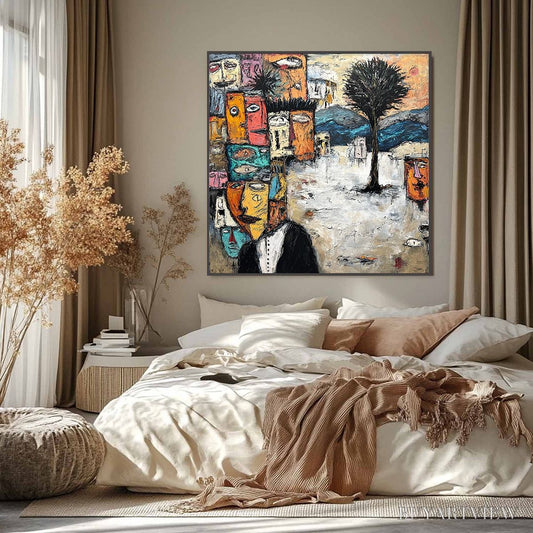 BUYARTVIEW the Crowd Within – Colorful Abstract Figurative Impasto Painting - image 2
