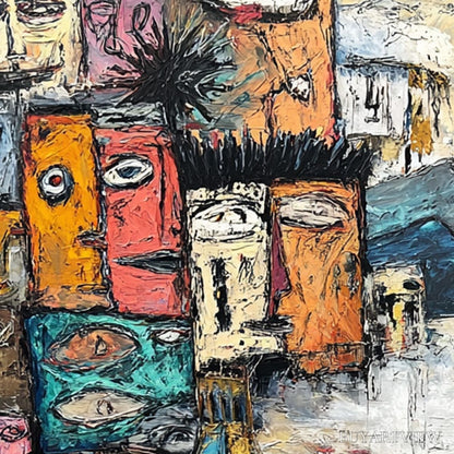 BUYARTVIEW the Crowd Within – Colorful Abstract Figurative Impasto Painting - image 3