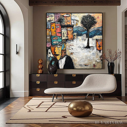 BUYARTVIEW the Crowd Within – Colorful Abstract Figurative Impasto Painting - image 4
