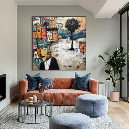 BUYARTVIEW the Crowd Within – Colorful Abstract Figurative Impasto Painting - image 6
