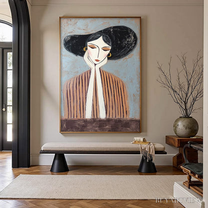 BUYARTVIEW Contemplation Textured Portrait Oil Painting | Modern - image 4