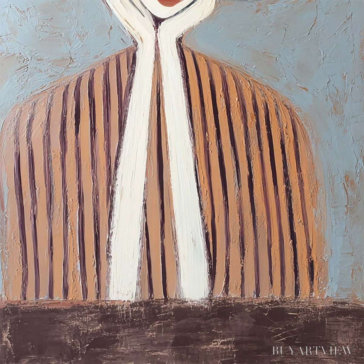 BUYARTVIEW Contemplation Textured Portrait Oil Painting | Modern - image 5