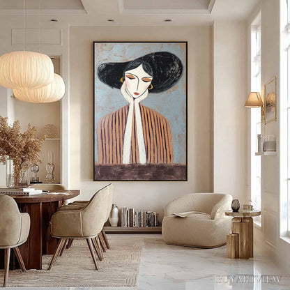 BUYARTVIEW Contemplation Textured Portrait Oil Painting | Modern - image 6
