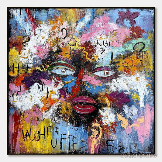 BUYARTVIEW Inner Dialogue – Colorful Abstract Portrait Impasto - image 1