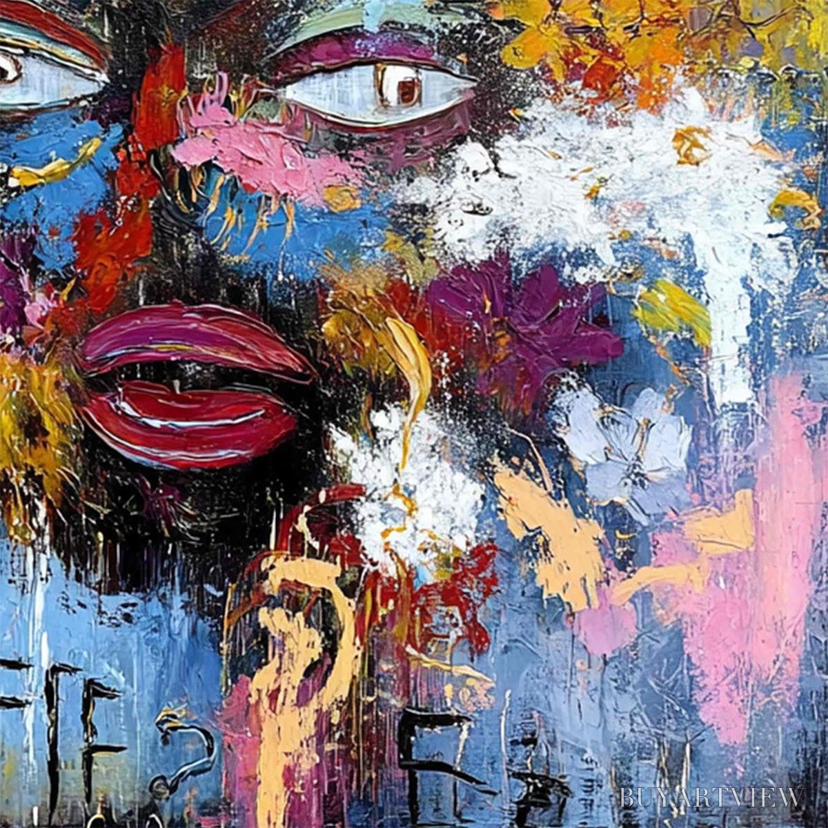 BUYARTVIEW Inner Dialogue – Colorful Abstract Portrait Impasto - image 3