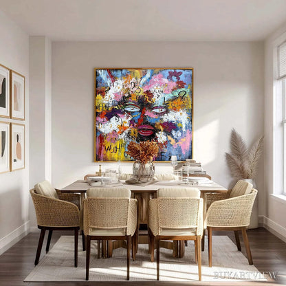 BUYARTVIEW Inner Dialogue – Colorful Abstract Portrait Impasto - image 4