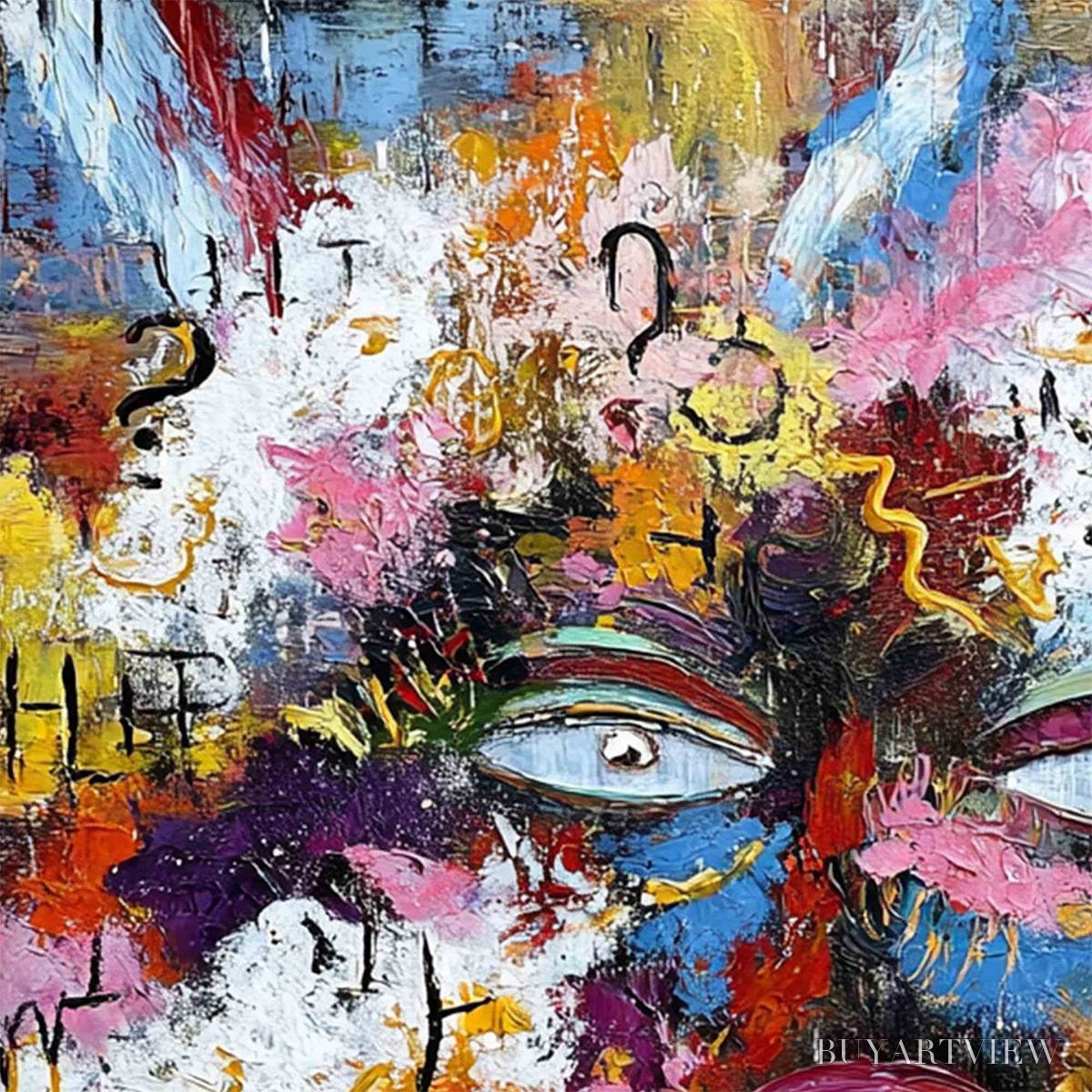 BUYARTVIEW Inner Dialogue – Colorful Abstract Portrait Impasto - image 5