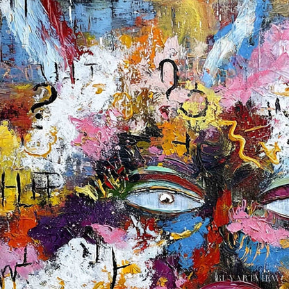 BUYARTVIEW Inner Dialogue – Colorful Abstract Portrait Impasto - image 5