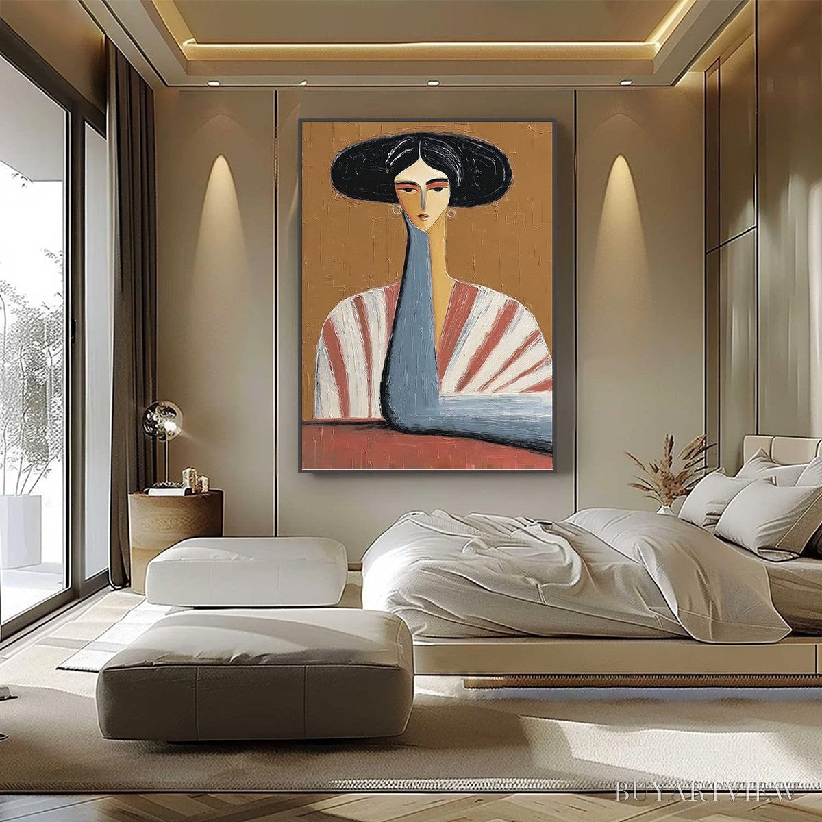 BUYARTVIEW the Muse – Textured Figurative Portrait Oil Painting for Modern Decor - image 6
