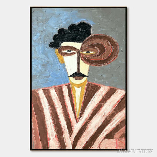 BUYARTVIEW the Gentleman – Expressive Abstract Portrait Oil Painting for Modern Decor - image 1
