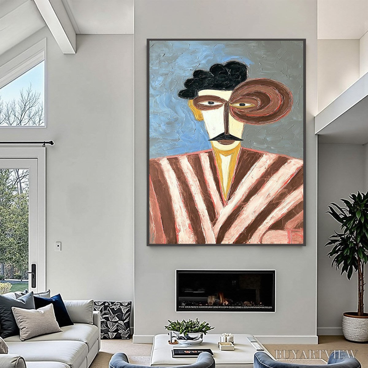BUYARTVIEW the Gentleman – Expressive Abstract Portrait Oil Painting for Modern Decor - image 2