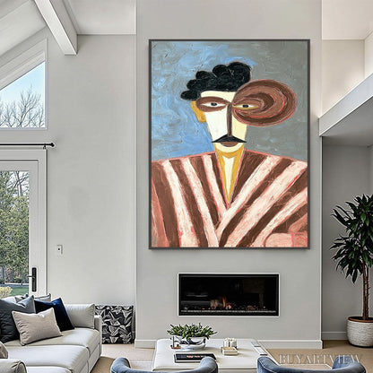 BUYARTVIEW the Gentleman – Expressive Abstract Portrait Oil Painting for Modern Decor - image 2