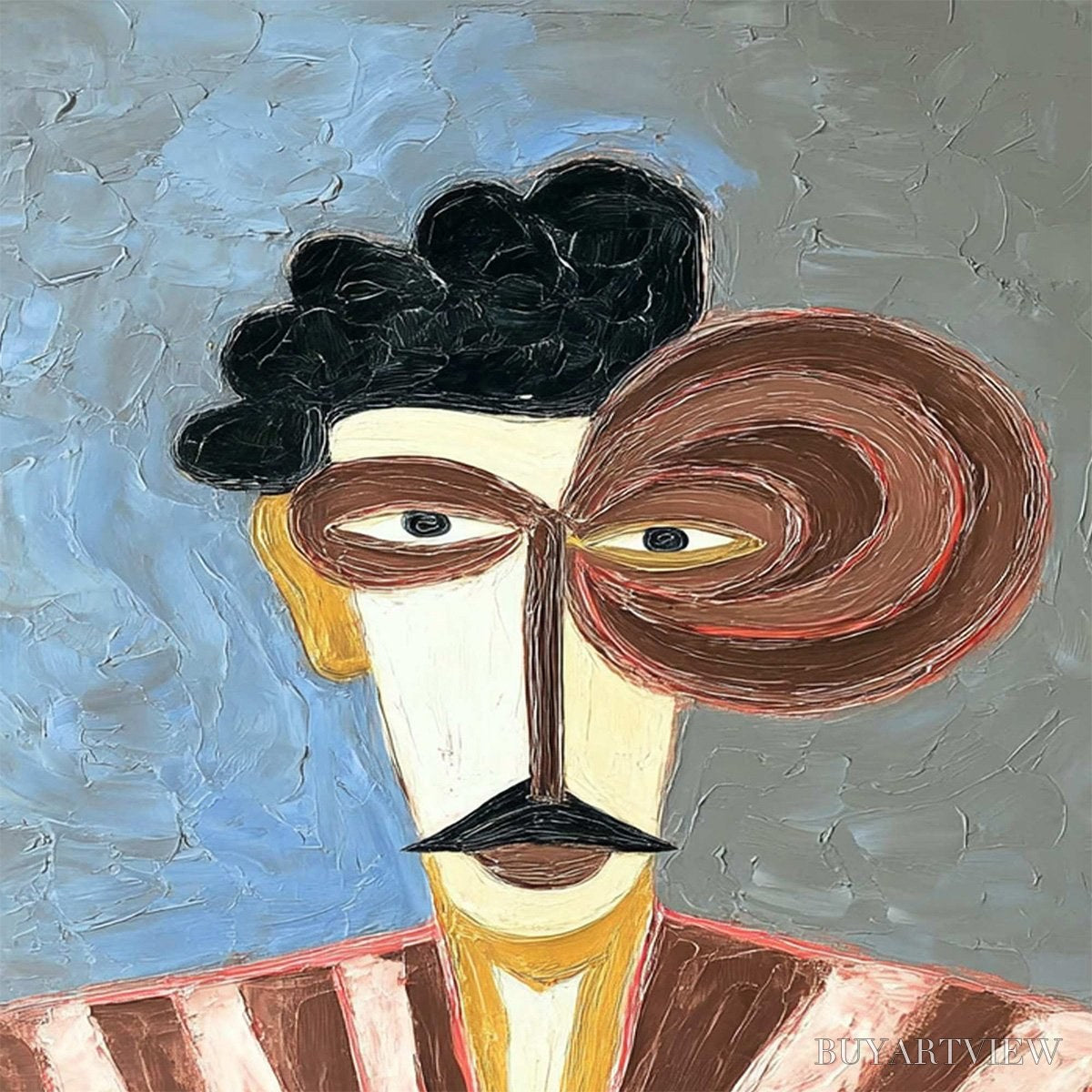 BUYARTVIEW the Gentleman – Expressive Abstract Portrait Oil Painting for Modern Decor - image 3