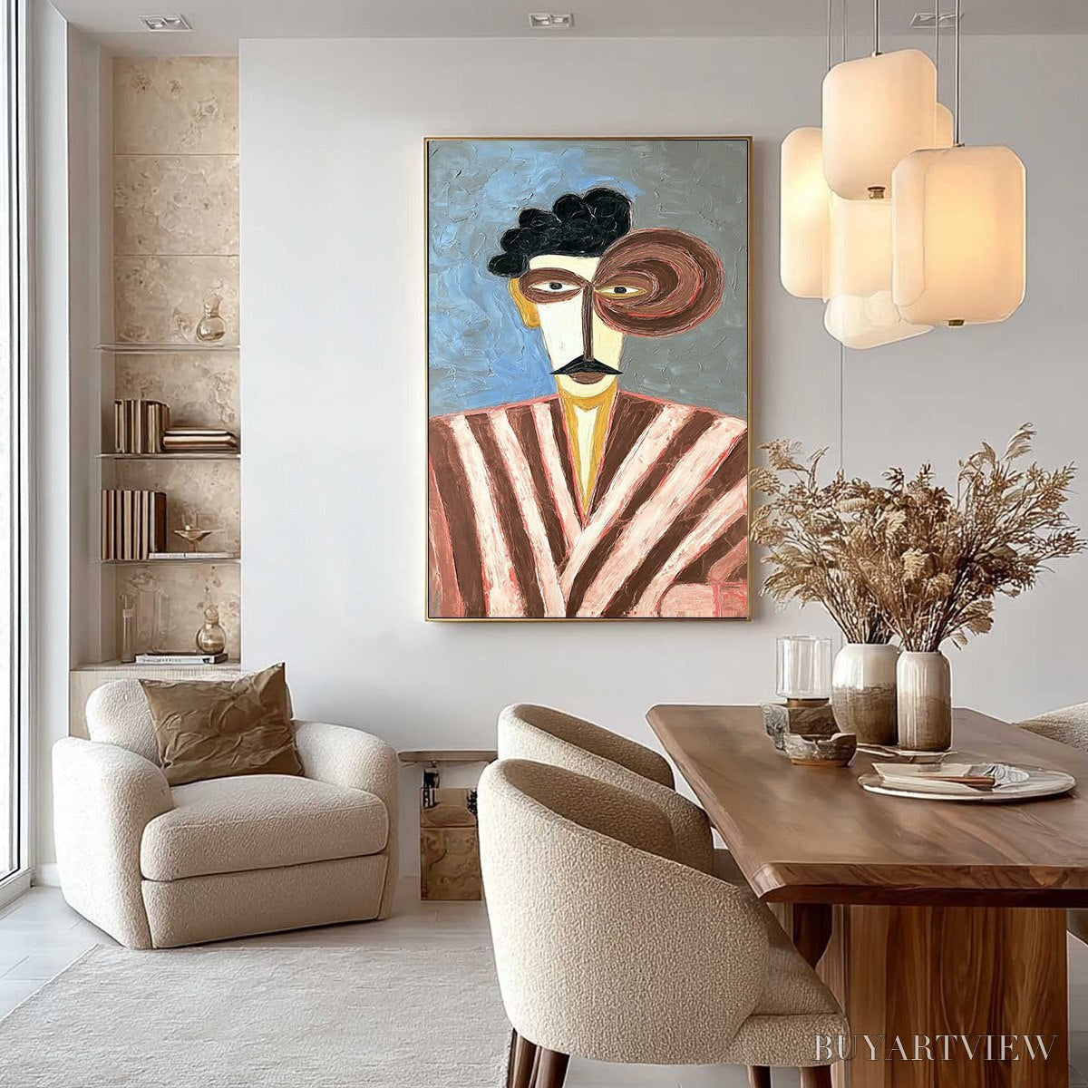 BUYARTVIEW the Gentleman – Expressive Abstract Portrait Oil Painting for Modern Decor - image 4