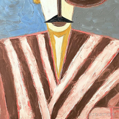 BUYARTVIEW the Gentleman – Expressive Abstract Portrait Oil Painting for Modern Decor - image 5