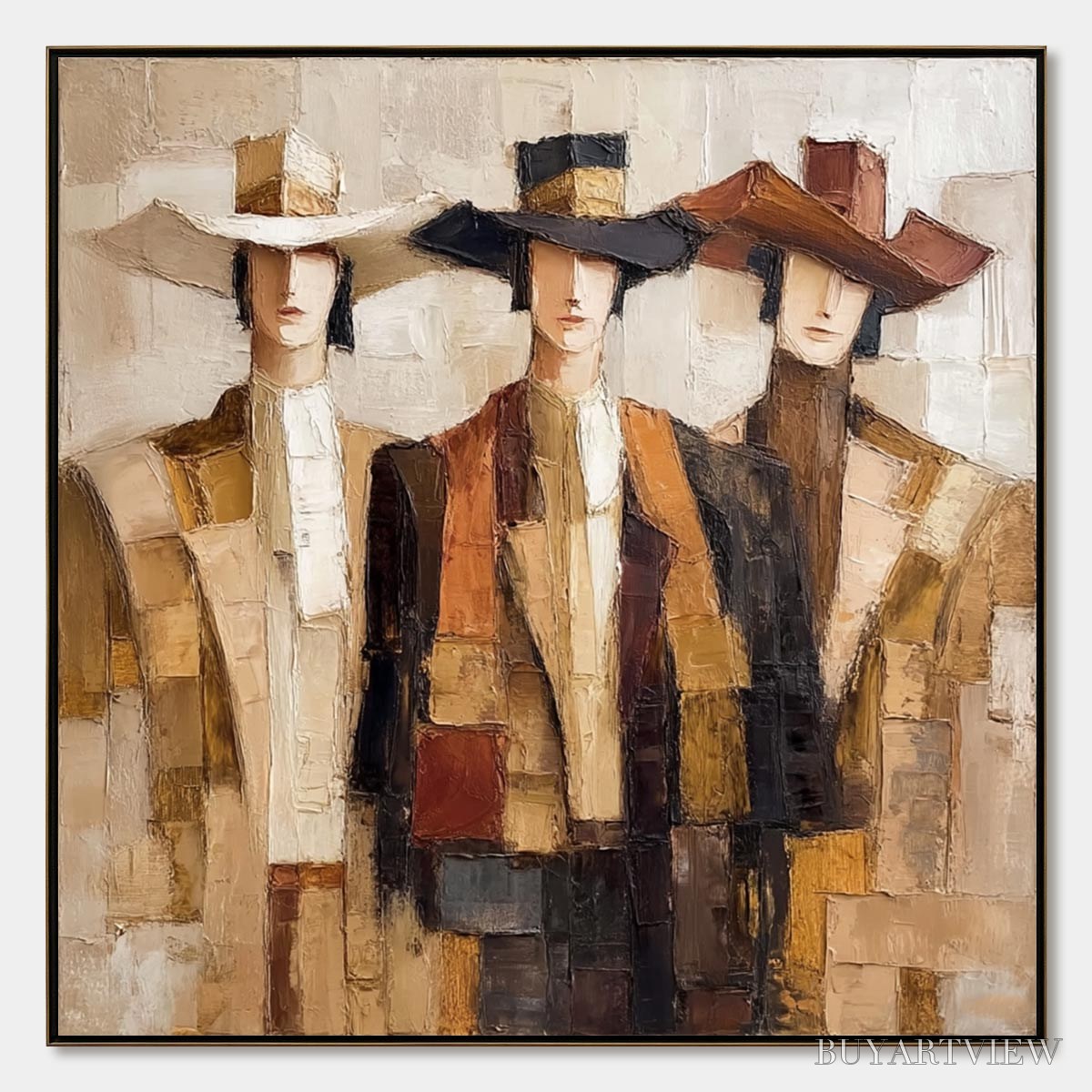 BUYARTVIEW the Companions – Textured Figurative Portrait Oil Painting with Palette Knife - image 1