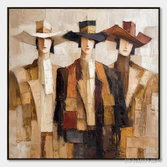 BUYARTVIEW the Companions – Textured Figurative Portrait Oil Painting with Palette Knife - image 1
