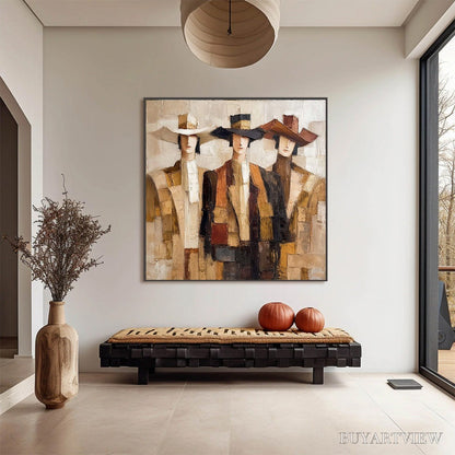 BUYARTVIEW the Companions – Textured Figurative Portrait Oil Painting with Palette Knife - image 2