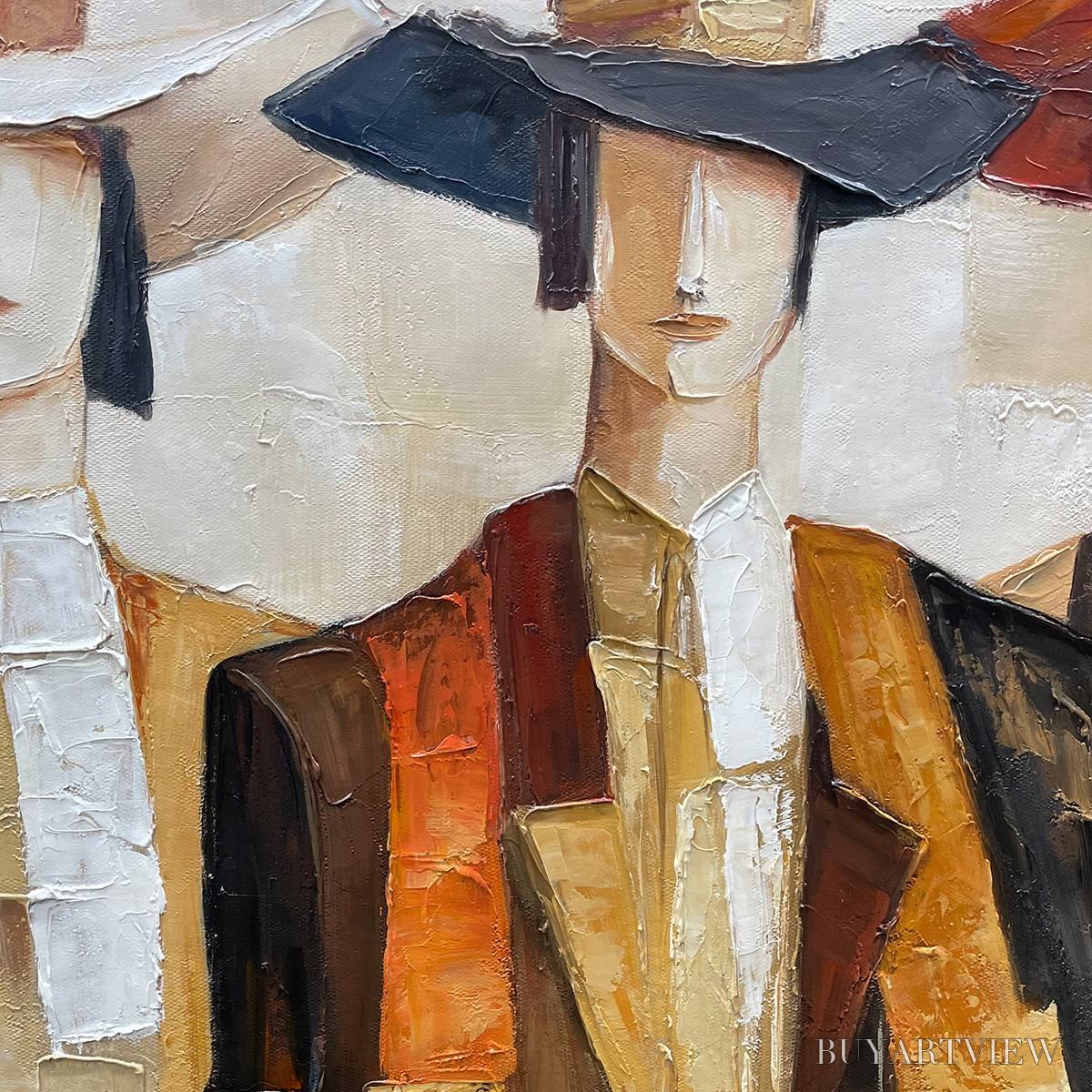 BUYARTVIEW the Companions – Textured Figurative Portrait Oil Painting with Palette Knife - image 3