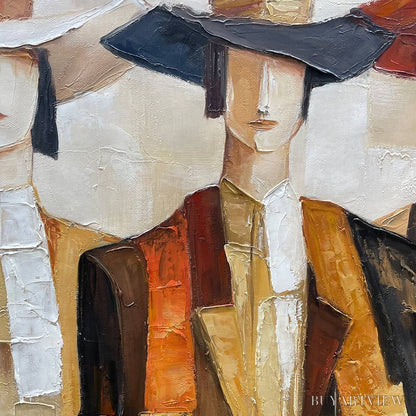 BUYARTVIEW the Companions – Textured Figurative Portrait Oil Painting with Palette Knife - image 3