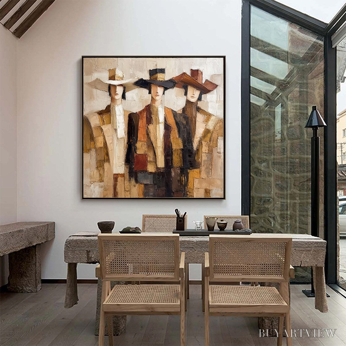 BUYARTVIEW the Companions – Textured Figurative Portrait Oil Painting with Palette Knife - image 4