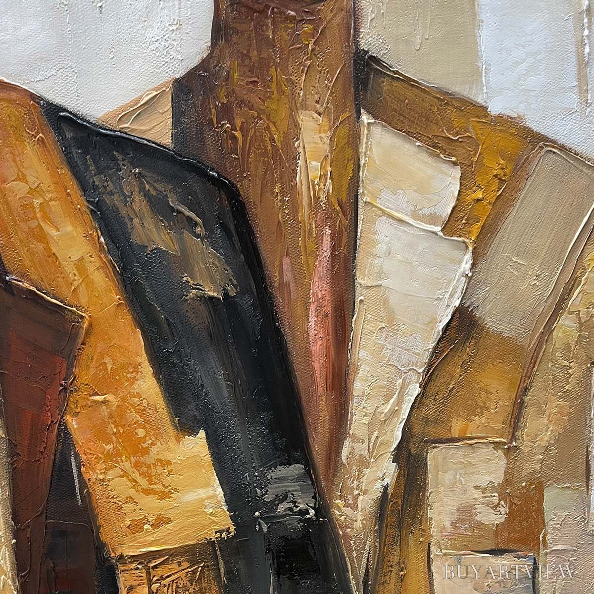 BUYARTVIEW the Companions – Textured Figurative Portrait Oil Painting with Palette Knife - image 5