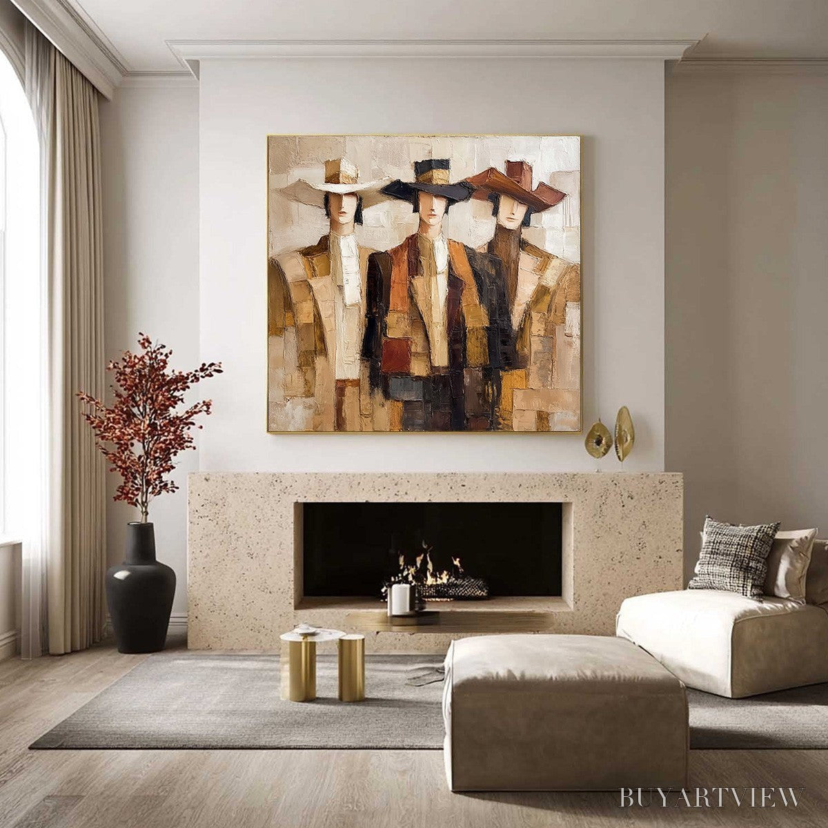 BUYARTVIEW the Companions – Textured Figurative Portrait Oil Painting with Palette Knife - image 6
