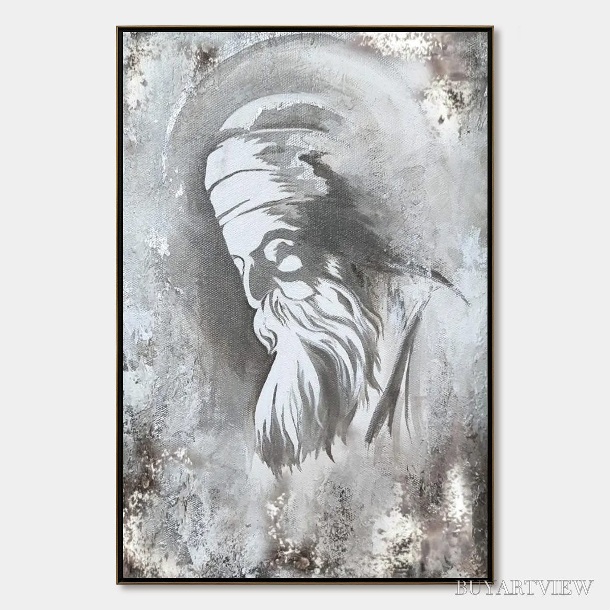 BUYARTVIEW Elder'S Whisper – Minimalist Monochrome Figurative Portrait Painting - image 1