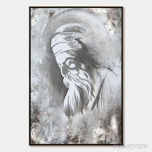 BUYARTVIEW Elder'S Whisper – Minimalist Monochrome Figurative Portrait Painting - image 1