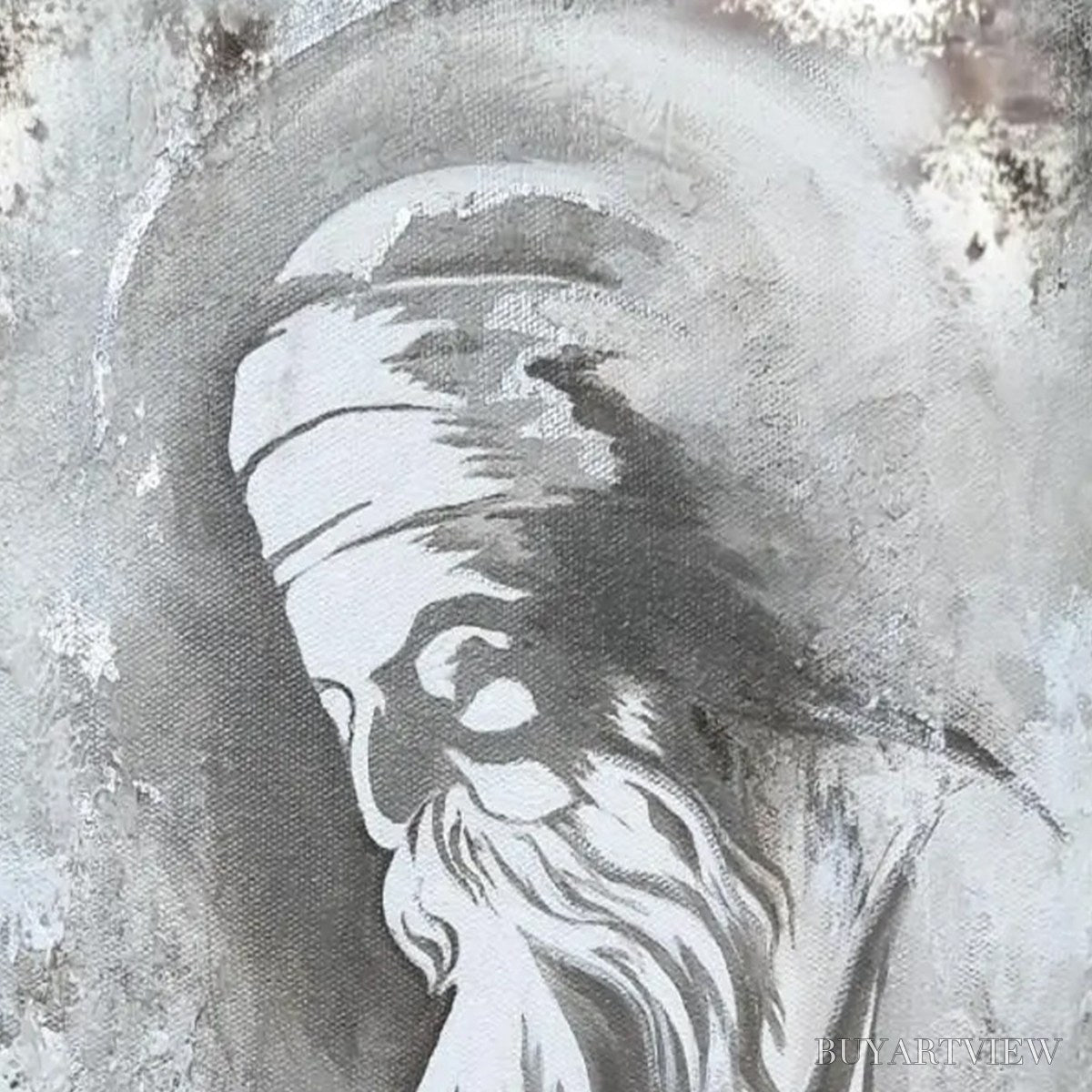 BUYARTVIEW Elder'S Whisper – Minimalist Monochrome Figurative Portrait Painting - image 4