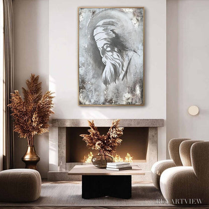 BUYARTVIEW Elder'S Whisper – Minimalist Monochrome Figurative Portrait Painting - image 5