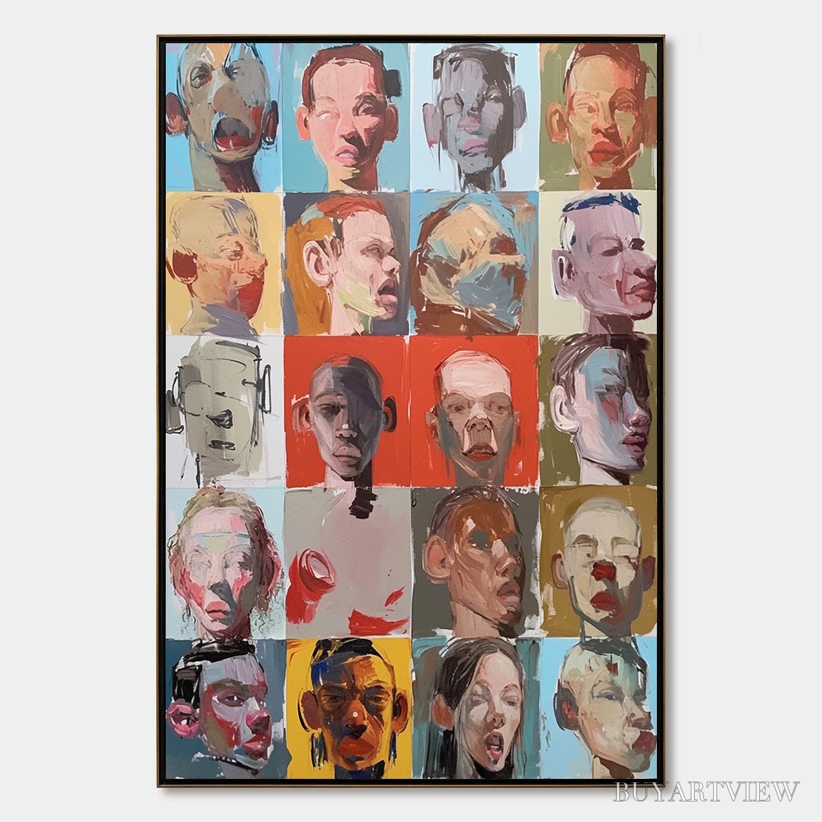 BUYARTVIEW Chorus of Faces – Expressive, Textured Portrait Series - image 1