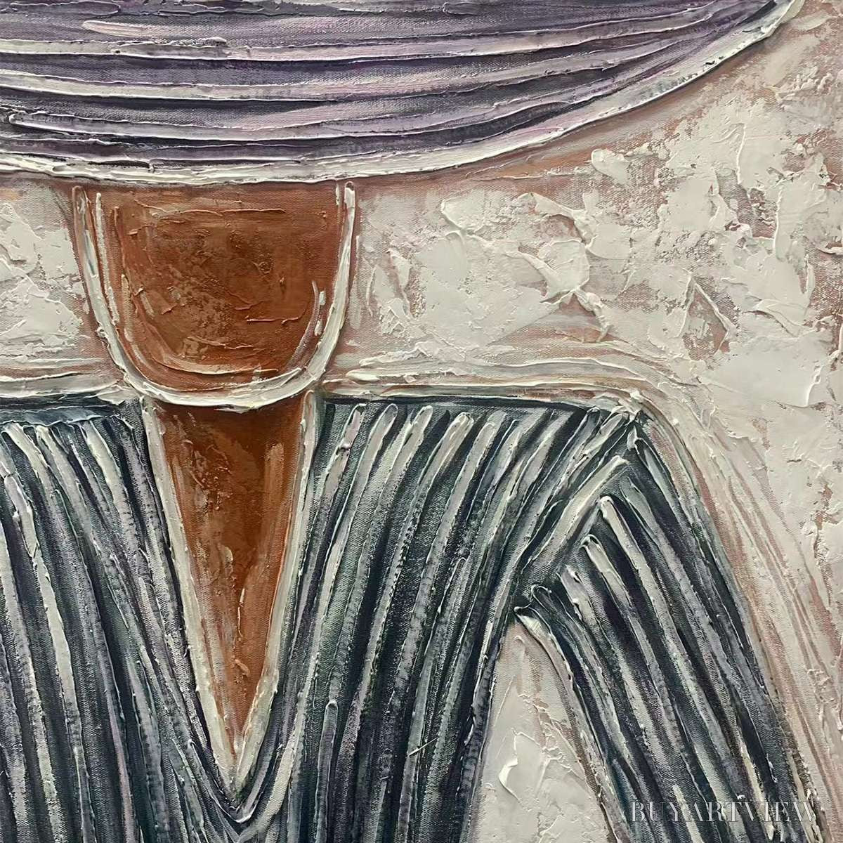 BUYARTVIEW Sombrero Duet – Textured Figurative Portrait Diptych - image 3